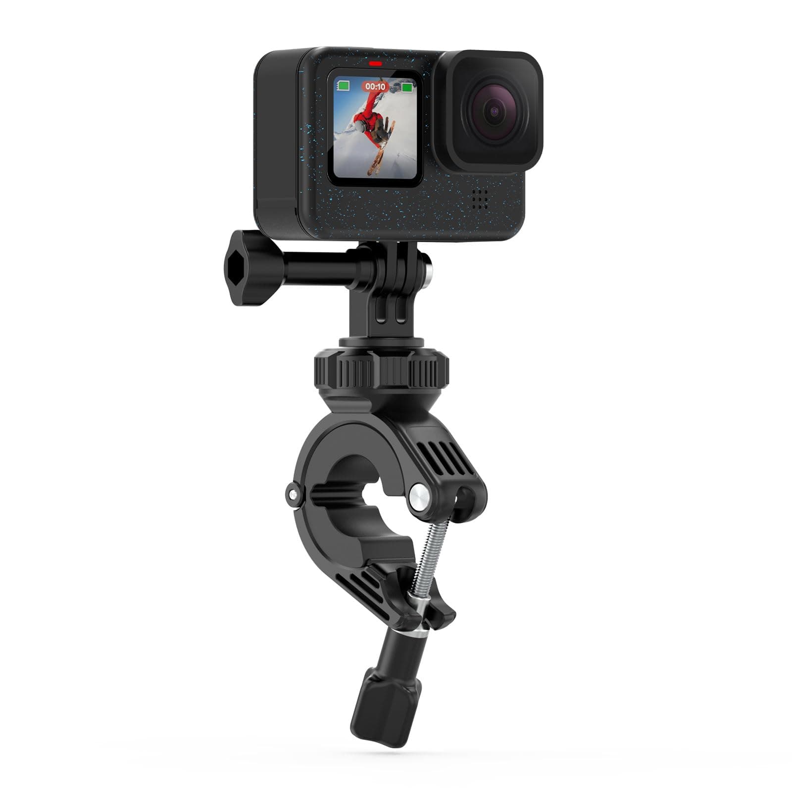 Handlebar Clamp Mount Motorcycle Bike Clamp Mount Tube Mount Compatible with GoPro Hero 13 12 11 10 9 8 7 6 5 Session DJI Action Cameras - 360 Swivel - Image 1