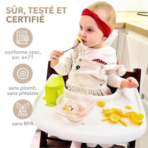 High Chair Table Compatible with Stokke Tripp Trapp Trapp Chair with Powerful Smooth Suction Surface, Curved Ergonomic Design, Glossy White, BPA Free, Easy to Assemble - Image 6