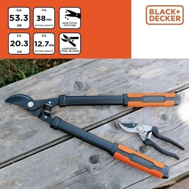 BLACK+DECKER 2 Piece Cutting Tools - 21" Branch Shears - 8" Garden Pruning Shears - Gardening Tools - Black/Orange - Image 6