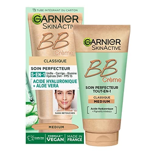 GARNIER Skin Active - BB Crème - Soin Perfecteur Tout-En-1 - Unifie, Matifie & Hydrate - FPS 25 - Acide Hyaluronique & Aloe Vera - Vegan & Cruelty Free - Peaux Mixtes à Grasses - Teinte Medium - 50 ml - Image 2