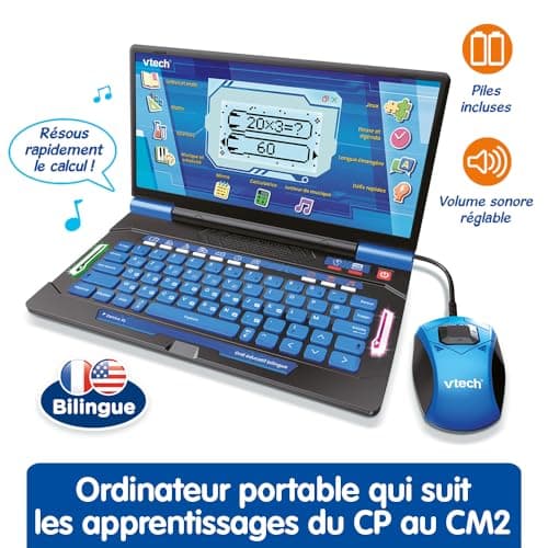 VTech - Genius XL Blue Bilingual Educational Computer - Children's Computer with LCD Screen, AZERTY Keyboard, Mouse and 164 Educational Games - CP to CM2 - Gift for Children from 6 Years Old - Content - Image 3