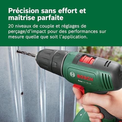 Perceuse-Visseuse sans fil Bosch EasyDrill 18V-40 (1 Batterie 2,0 Ah, Système 18 V, dans Coffret de Transport) - Image 6