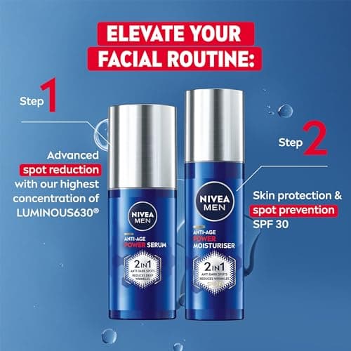 Nivea Men NIVEA MEN Anti-Age 2in1 Power Serum (30 ml), sérum hydratant avec 630 lumineux et acide hyaluronique, réduit les rides profondes et les taches brunes pour une peau d'apparence plus jeune - Image 8