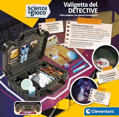 Clementoni Science & Jeu Lab – Detective's Case, Investigator Kit for Children 8 Years, Scientific Game with Flashlight, Enlargement Lens and Other Tools, Made in Italy, 19386 - Image 4