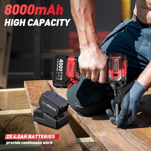 Brushless Cordless Impact Wrench with 2x 4.0Ah Batteries, 700N.m/Ft-lbs Electric Impact Nutrunner, 21V Impact Driver with 4 Impact Sockets, Compatible with Makita 18V - Image 4
