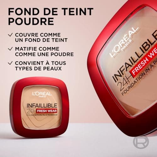 L'Oréal Paris - Long-lasting Powder Foundation - Waterproof - Infallible 24H Fresh Wear - Shade : Golden Beige (140) - 9 g - Image 5