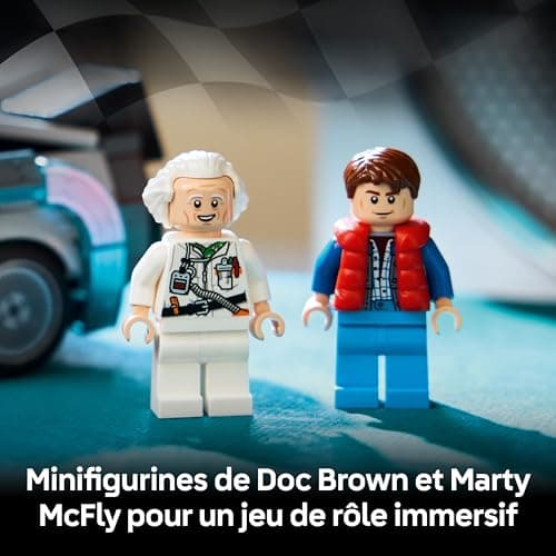 LEGO Speed Champions La Machine à Remonter Le Temps de Retour vers Le Futur - Jouet Voiture - Maquette avec Minifigurines de Doc Brown & Marty McFly - Cadeau pour Garçon, Fille & Fans dès 9 Ans 77256 - Image 7