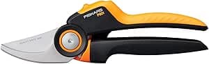 Fiskars X-series PowerGear P921 Pruning Shears M with Revolving Handle, For Fresh Branches and Twigs, Non-Stick Coating, Stainless Steel Blades, Length: 20 cm, Black/Orange, 1057173