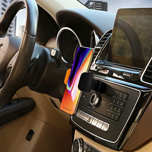 IPOW [One Touch System] Mini CD Slot Car Mobile Phone Holder, Adjustable Clamp Universal Smartphone Holder with Thick Case for Apple iPhone 14/13/12/11, Huawei Nova - Image 3