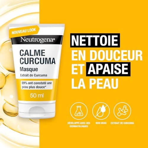 Neutrogena – Masque Calme Curcuma (tube de 50 ml) – Masque pour le visage à l'extrait de curcuma – 89% ont constaté une peau plus douce* - Image 4