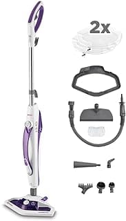 Polti Vaporetto SV440 Dual Steam Cleaner, 2-in-1 Mop or Hand Cleaner, 11 Accessories Included, Heating in 15 Seconds, Removable Reservoir, White and Purple