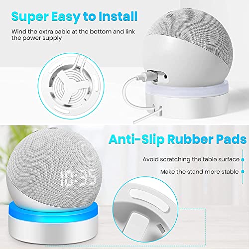For Amazon Echo Dot 4 / Echo Dot 5 Holder with Luminescent Desktop Stand Accessories with Integrated Cable Management, No Screws Required, Speaker Rack (Amazon Echo Dot 4 / Echo Dot 5, White) WL808 - Image 4
