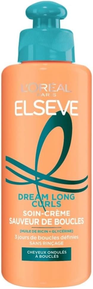 L'ORÉAL PARIS - Curl Rescuer Cream - Wavy to Curly Hair - Hydrates and Definition 72H - No Rinse - Enriched with Castor Oil and Vegetable Glycerin - Elseve Dream Long Curls – 200 ml - Image 1
