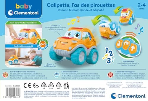 Clementoni | Galipette, Talking Remote Control Car for Children 2-4 Years | Baby Function Tumbler Pirouette | Learning Numbers | 2 Modes | Development Awakening | Gift Idea - Image 4