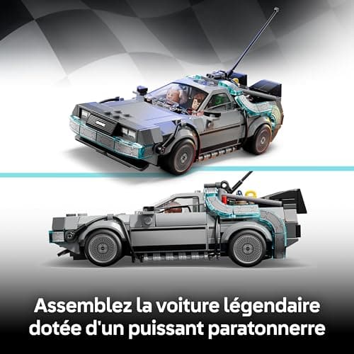 LEGO Speed Champions La Machine à Remonter Le Temps de Retour vers Le Futur - Jouet Voiture - Maquette avec Minifigurines de Doc Brown & Marty McFly - Cadeau pour Garçon, Fille & Fans dès 9 Ans 77256 - Image 4