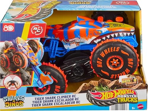 Hot Wheels Monster Trucks RC Vehicle Tiger Shark Escalator with 3 Game Modes for Running, Climbing and Stunts, JFR39 - Image 7