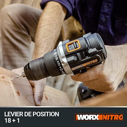 WORX Perceuse Visseuse sans Fil Brushless 20V WX102, Compacte et légère, Couple 60Nm, Mandrin 13mm, 2 vitesses, Lumière LED, Vissage et Dévissage, Livrée avec 2 Batteries 2Ah et Chargeur rapide - Image 9