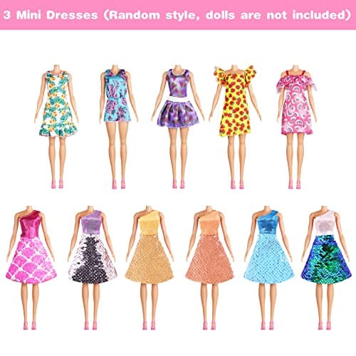 Vicloon Clothes for Barbies, 12 x Barbie Doll Clothes Includes 3 Sequined Dresses + 3 Flower Dresses + 6 Sets (Top + Trousers) - Image 7