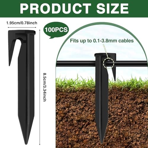 100 x Robotic Wire Pegs, Cable Fixing Pegs, Ground Pegs for Robot Lawnmower, Accessories for Peripheral Cables Lawn Mower Robot, Compatible with Husqvarna Gardena Worx Bosch - Image 3