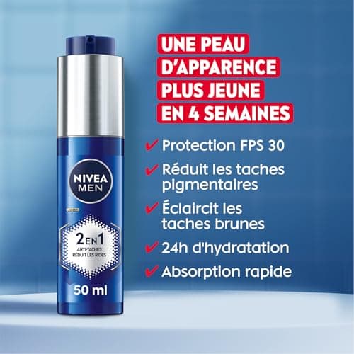 NIVEA MEN Crème hydratante Power 2-en-1 LUMINOUS630® anti-âge & anti-taches (1 x 50 ml), Crème visage pour homme enrichie en acide hyaluronique, Soin de jour SPF 30 pour toutes les peaux - Image 3