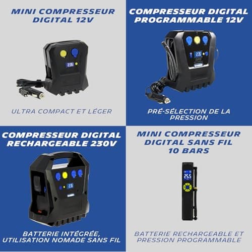 MICHELIN 009519 12V Programmable Air Compressor - 7 Bars - 3 Minutes Car Tyre Inflation - Auto Shut-Off - Digital Pressure Gauge - Robust Compact - LED - Comes with Adapter Tips - Image 6