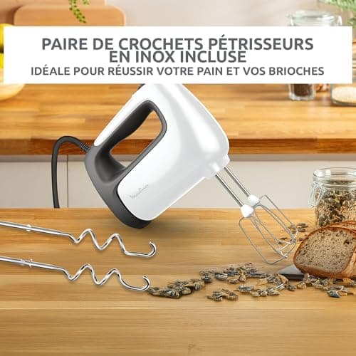 Moulinex Prep'Mix+ HM460110 Electric Mixer, 500 W, 5 Speed, Turbo Adjustment, 2 Whisks + 2 Stainless Steel Kneaders, Ideal for Light and Thick Prep'Mix+ - Image 7