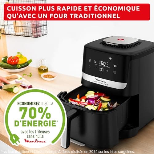 Moulinex Easy Fry Silence, Air Fryer, 5L, 1.5 kg, Silent Technology, Easy Clean & Store System, 10 Programmes, Black, EZ5528F0 - Image 7
