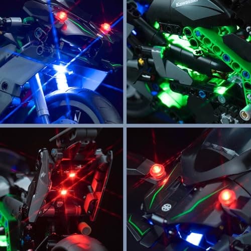 BrickBling LED Motorcycle Light Kit Lego Technic Kawasaki Ninja H2R (No Lego) Decorative Lighting Kit for Lego 42170 Kawasaki Ninja H2R Motorcycle Creative Toys, DE-42170-P64101 - Image 4
