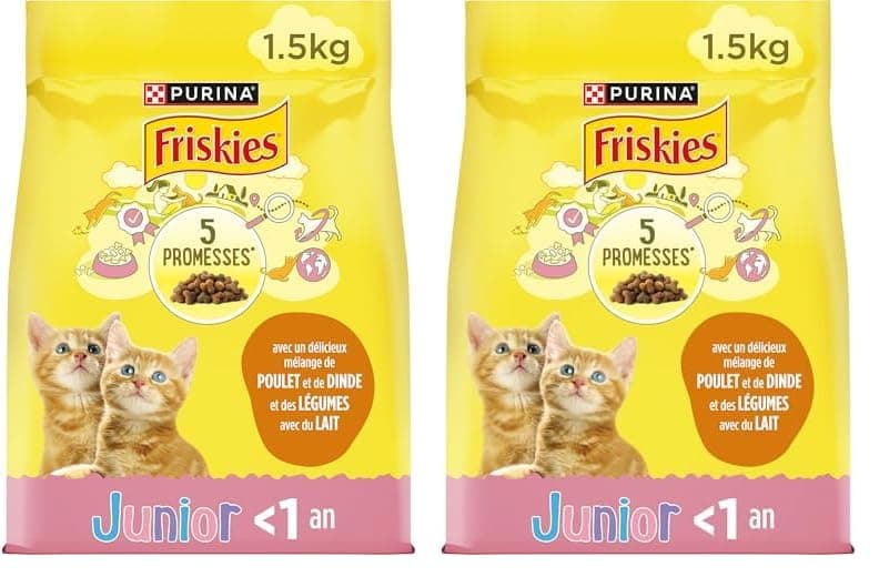 FRISKIES Junior Chicken, Turkey, Milk and Vegetables - 1.5 kg - Kitten Kibble (Pack of 2)
