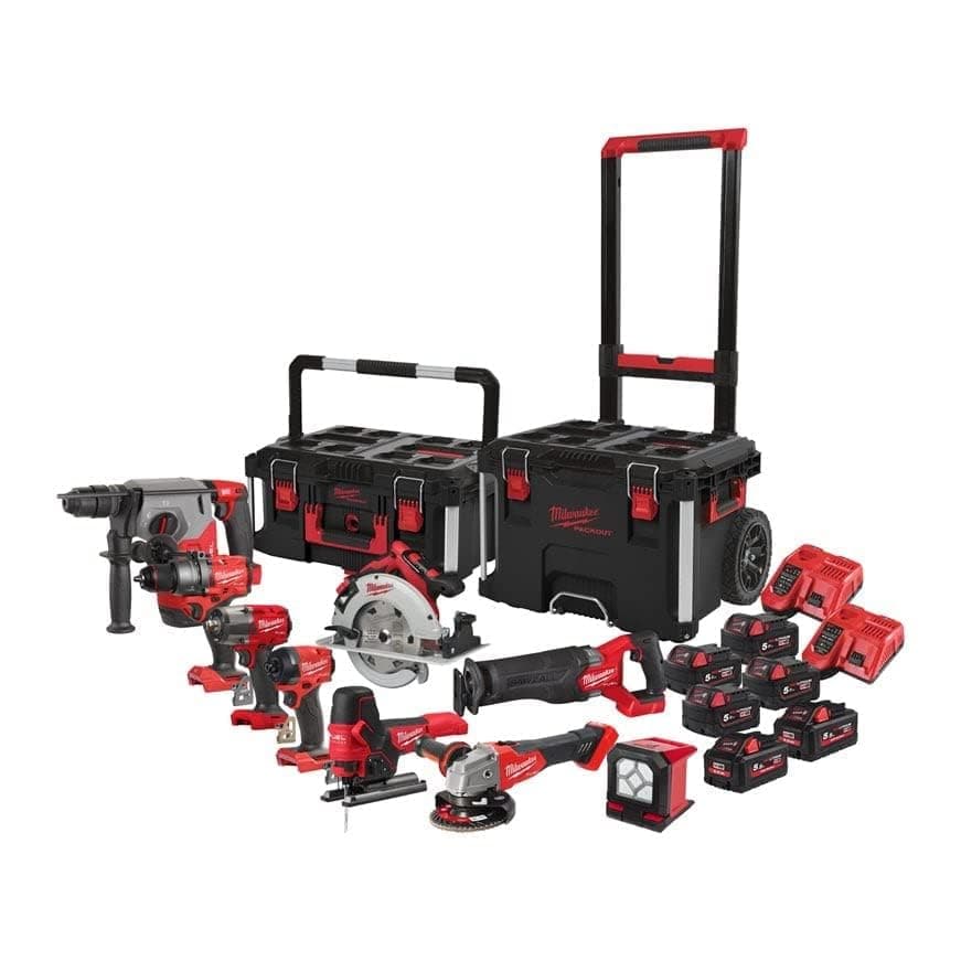 Milwaukee Milwaukee M18FPP9A-555T Power Tool Set with Battery, Including 12-Piece Impact Socket Set and Reciprocating Saw Blade Set