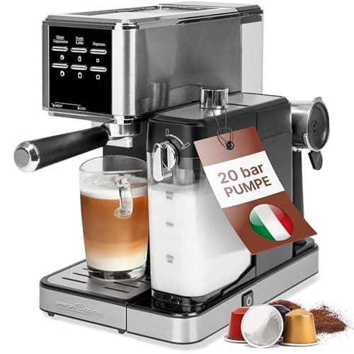 ProfiCook® 2 in 1 Espresso Machine for Powdered Coffee and Nespresso Compatible Capsules – 20bar Filter Holder – with Milk System for Latte and Cappuccino – Filter Holder Included – PC ES 1266 - Image 3