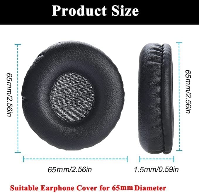 Yizhet 1 Pair of 65mm Replacement Ear Pads for Sony, Philips, ATH Headphones - Comfortable Foam - Diameter: 65mm, Black - Image 4