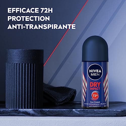 NIVEA MEN Déodorant anti-transpirant Dry Impact (lot de 6 x 50 ml), Déodorant bille pour homme sans alcool, Antitranspirant protection 72 H - Image 3