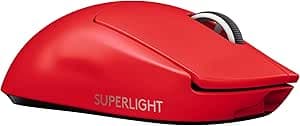 Logitech G Logitech G Pro X Superlight Wireless Gaming Mouse, Ultra Light 63g, 25K Hero Sensor, 25600 DPI, 5 Programmable Buttons, Long Battery Life, Built-in Memory, PC/Mac – Red