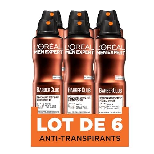 L’Oréal Paris - Men Expert BarberClub Déodorant Bodyspray Protection 48h - 150ml - Lot de 6, Aérosol, Bois de cèdre - Image 2