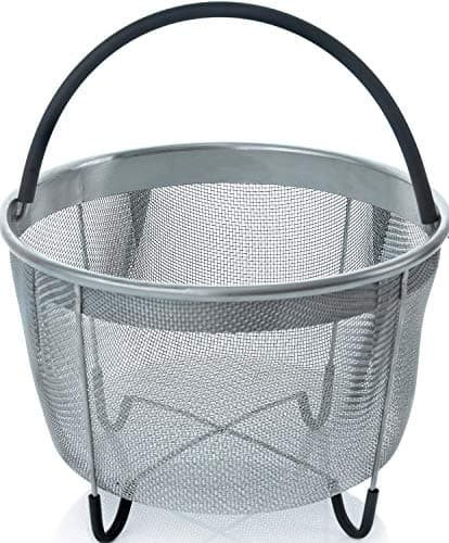 6QT Stainless Steel Steamer Basket with Handle for Instant Pot Accessories Fits Most Pressure Cookers - Steaming Vegetables, Eggs, 6qt Black - Image 2
