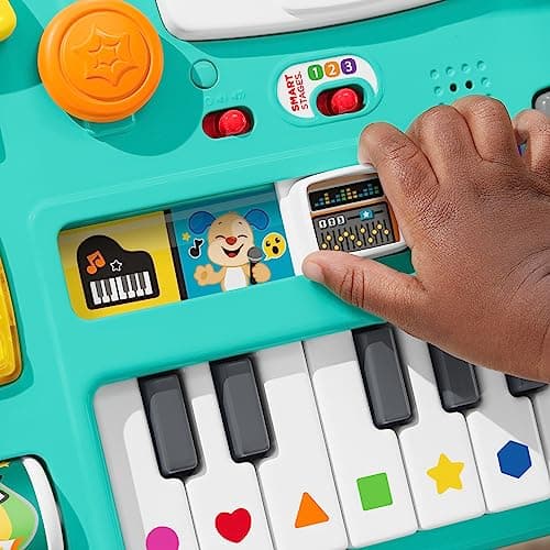 Fisher-Price Ma Table d’Activités de DJ Rires & Éveil | Table d'Activité Bébé Lumineuse et Musicale | Jouet d'Éveil Progressif dès 6 Mois, Version: Allemande Emballage réduit, HXG09 - Image 4