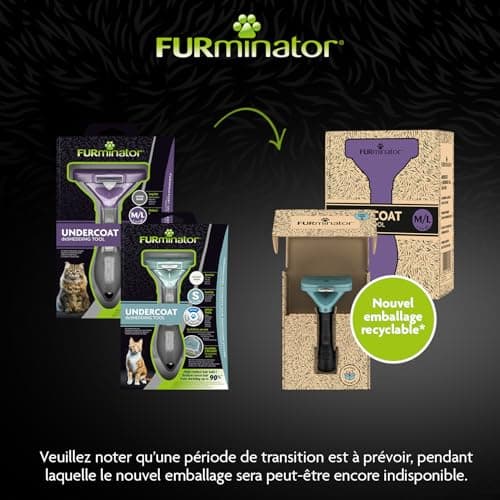 FURMINATOR Medium to Large Short Haired Cat Grooming Tool - M/L Shedding Brush with Ergonomic Handle - Removes 90% of Dead Hair - 1 Click Clean - Recyclable Packaging - Image 4