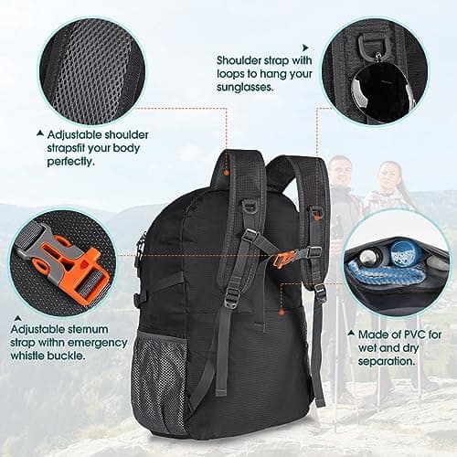 RAINSMORE Hiking Backpack 40L Ultralight Foldable Travel Backpack Men Women Waterproof Trekking Backpack Large Capacity for Mountaineering Climbing Sport Camping - Image 6