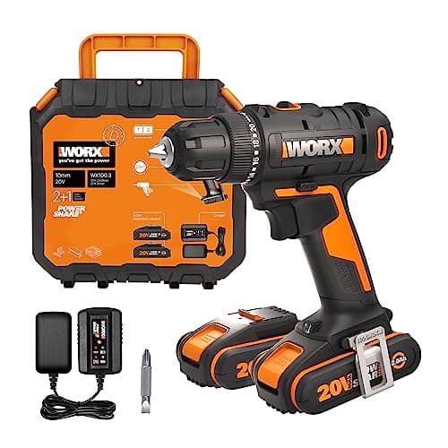 WORX Cordless Drill 18 V (20 V MAX) WX100.3, PowerShare, Max Torque, Variable Speed, LED Light, 10 mm Keyless Chuck, 2 Batteries Included - Image 3