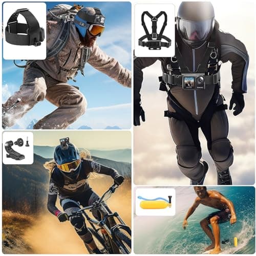 Sports Camera Accessories Kit, Compatible with GoPro, AKASO, Campark, Crosstour, APEMAN, COOAU, Apexcam, WOLFANG, Surfola, SJCAM - Image 3