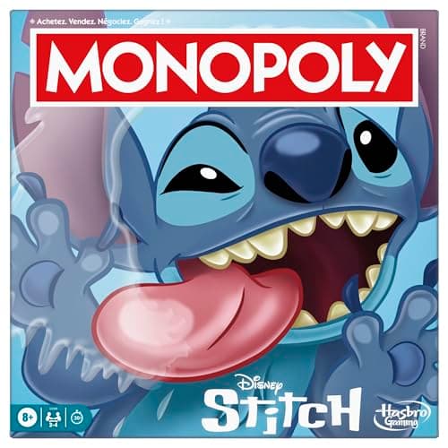 Jeu de Plateau Monopoly édition Disney Stitch - Version française, Jeu de société Familial et multijoueur pour Enfants, Ados et Adultes, Jeu de société, Dès 8 Ans - Image 2