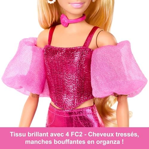 Barbie Barbie Deluxe Style #5 Doll with Pink Metallic Outfit, Blonde Hair, Shimmering Corset Top and Shiny Pants, Handbag and Pink Necklace for Accessories - Image 4