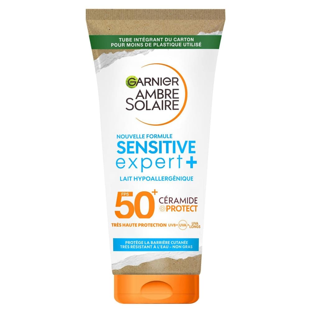 GARNIER Ambre Solaire Sensitive Expert+ - Lait Solaire FPS 50+ - Protège des UVA, UVB, & UVA Longs - Texture Légère - Résiste à L'eau - Céramides - Tous Types de Peaux - 175 ml - Image 9