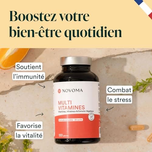 NOVOMA Multivitamins and Minerals, 29 Vitamins & Actifs A B C D3 E K2 + Magnesium & Zinc, 120 Capsules, Immunity Dietary Supplement for Women and Men, Made in France - Image 4