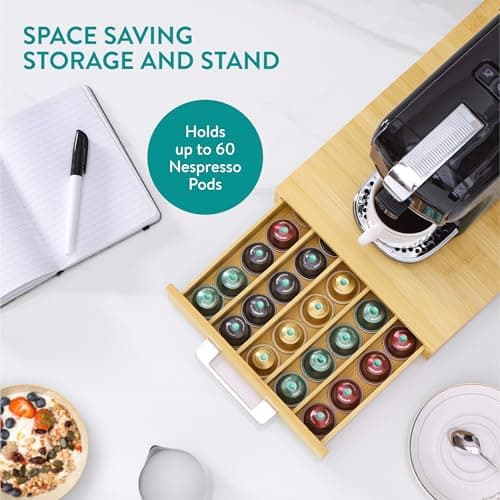 Navaris Coffee Capsule Drawer – Coffee Machine Pod Holder Compatible with Nespresso Vertuo – Bamboo Capsule Holder Dispenser - Image 5