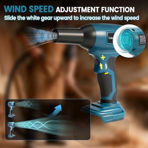 Cordless Leaf Blower for Makita 18V, Portable Brushless Dust Cleaner, 130,000 RPM Adjustable Speed and 5 Nozzles for Patio Bedroom Home (No Battery) - Image 4