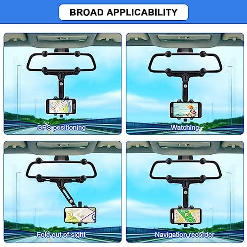 Car Phone Holder, 360° Rotation Fixed Car Phone with One Button Release for Car, Mobile Phone, Dashboard & Windshield - Image 7