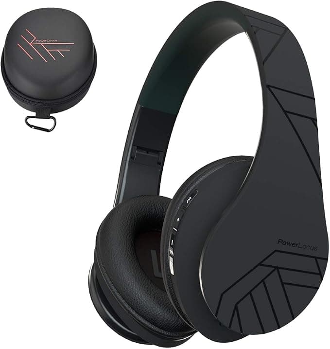 PowerLocus Wireless Foldable Stereo Audio Bluetooth Headphones with Built-in Microphone, Micro SD/TF, FM for iPhone/Wiko/Samsung/iPad/PC (Black) - Image 1