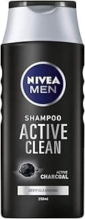 Nivea Men Shampooing Active Clean (250 ml) pour homme au charbon actif pour cheveux normaux à gras, shampooing nettoyant en profondeur pour homme avec parfum masculin frais